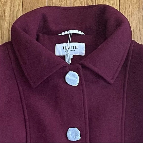NWT “Haute” BURGUNDY CAR COAT, Single Breasted with two pockets - Picture 3 of 6